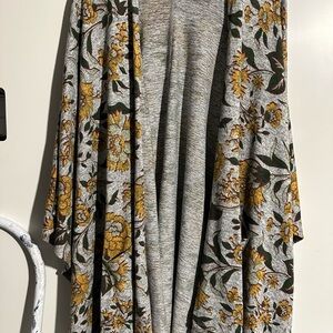 Floral Gray and Yellow Kimono Cardigan